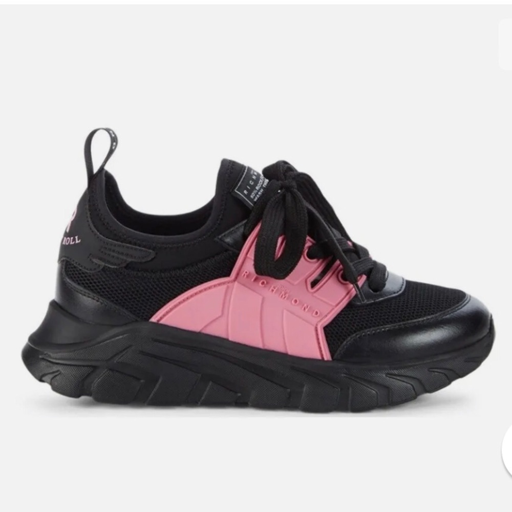 John Richmond pink & black chunky rock n roll trainers